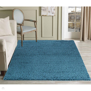 Oxford OXF00 Plain Plush Soft Stain-Resistant Textured Polypropylene Shaggy Teal Rug-Desire Rugs-Rug Love - The Most Loved Rug Store